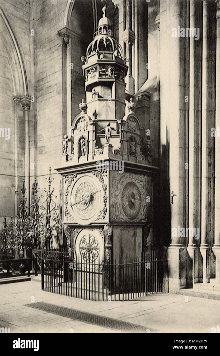 St. Jean Cathedral Clock. Lyon. 1910 Stock Photo