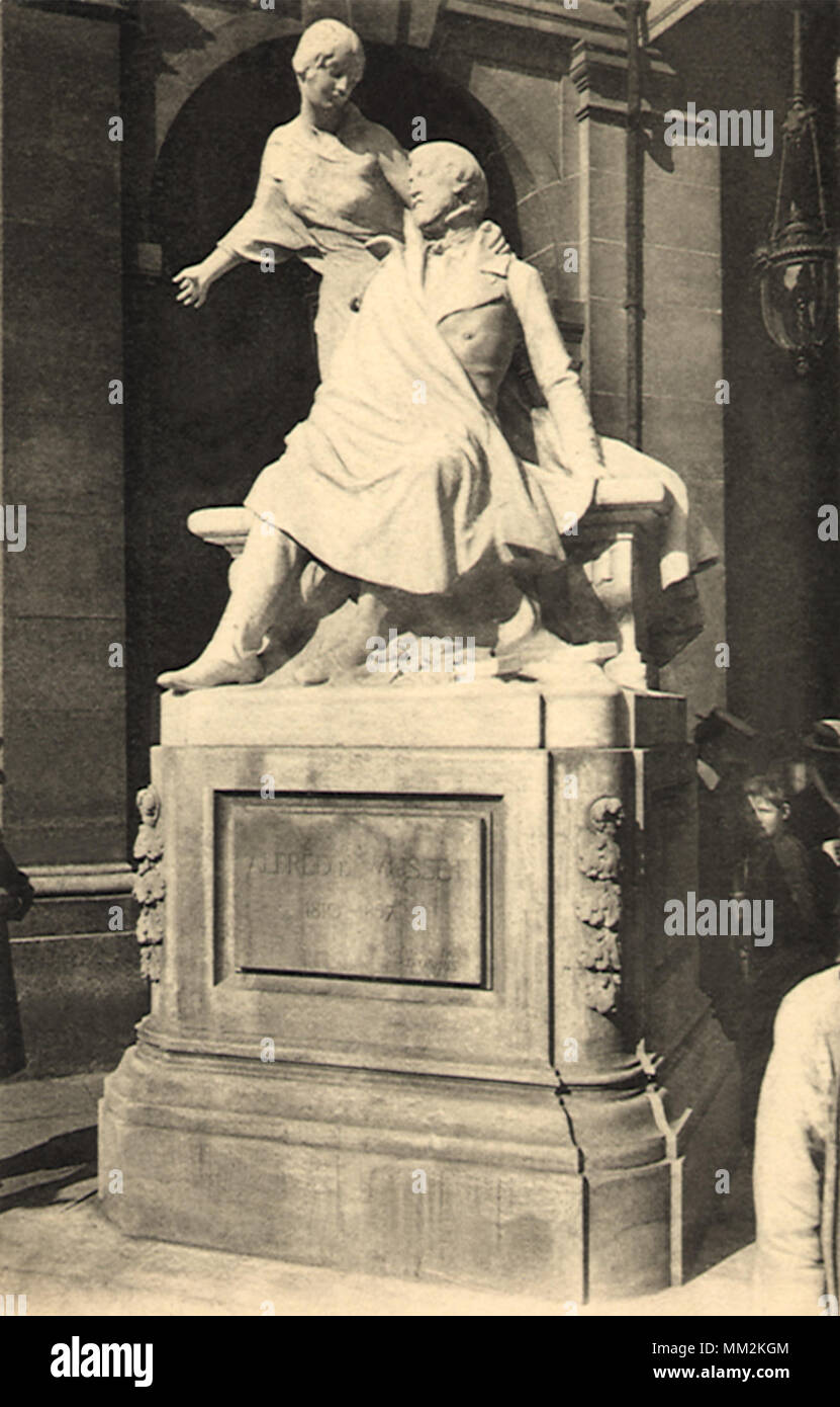 Statue of Alfred de Musset. Paris. 1910 Stock Photo