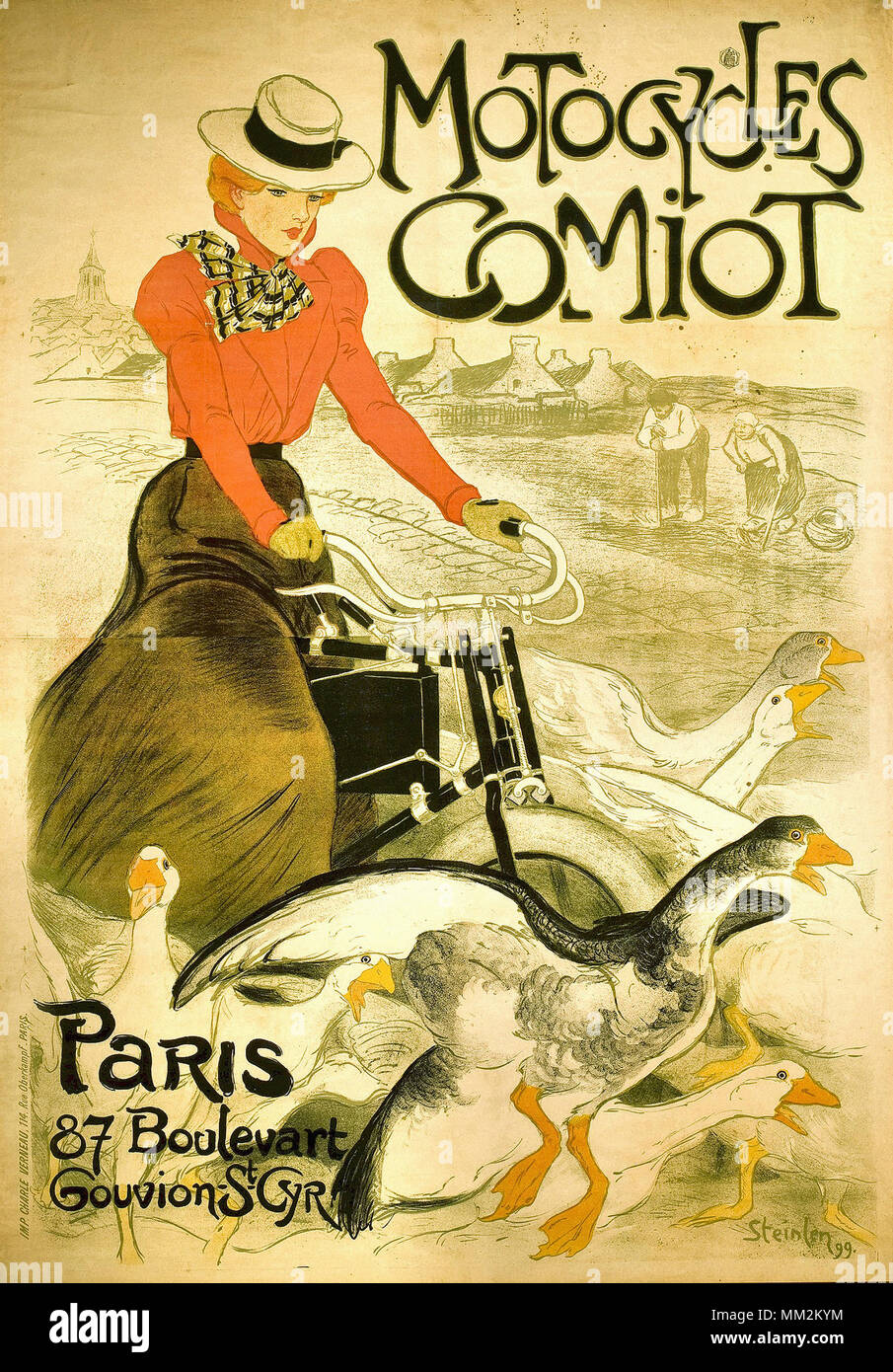Ap_17788 Motocycles Comiot Paris Circa 1900 Steinlen Original Vintage Poster Affiche Ancienne Originale
