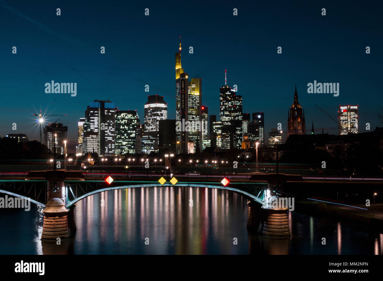 Frankfurt am Main skyline at night Stock Photo - Alamy