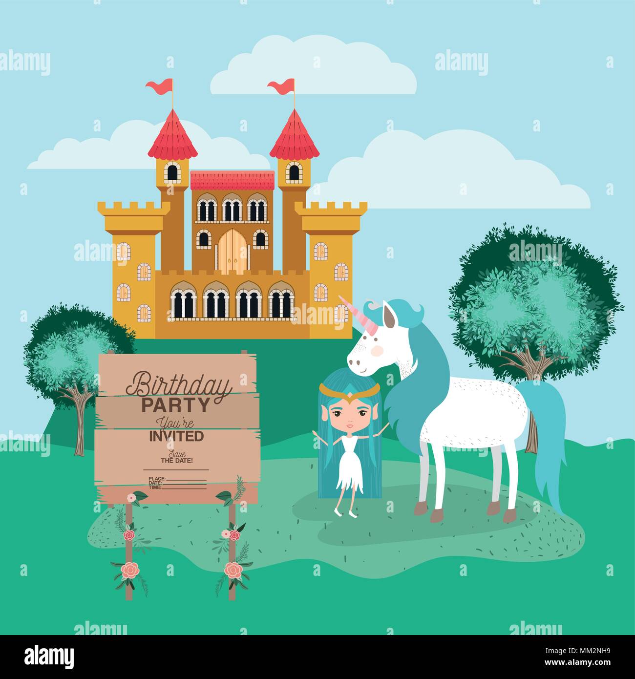 Fairytale landscape magic castle unicorn hires stock photography and images Alamy