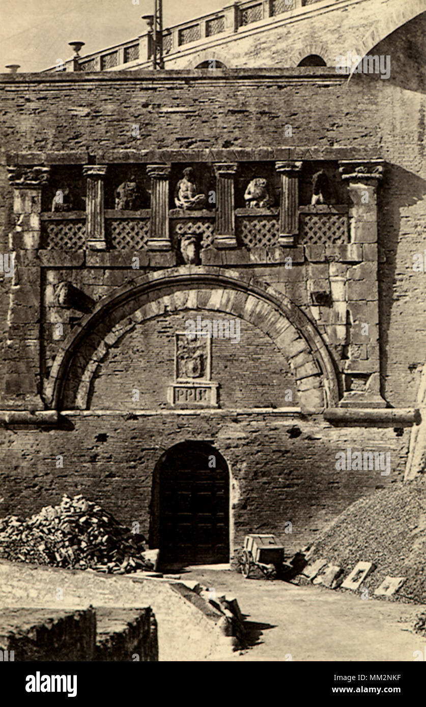 Remains of Marzia Gate. Perugia. 1930 Stock Photo