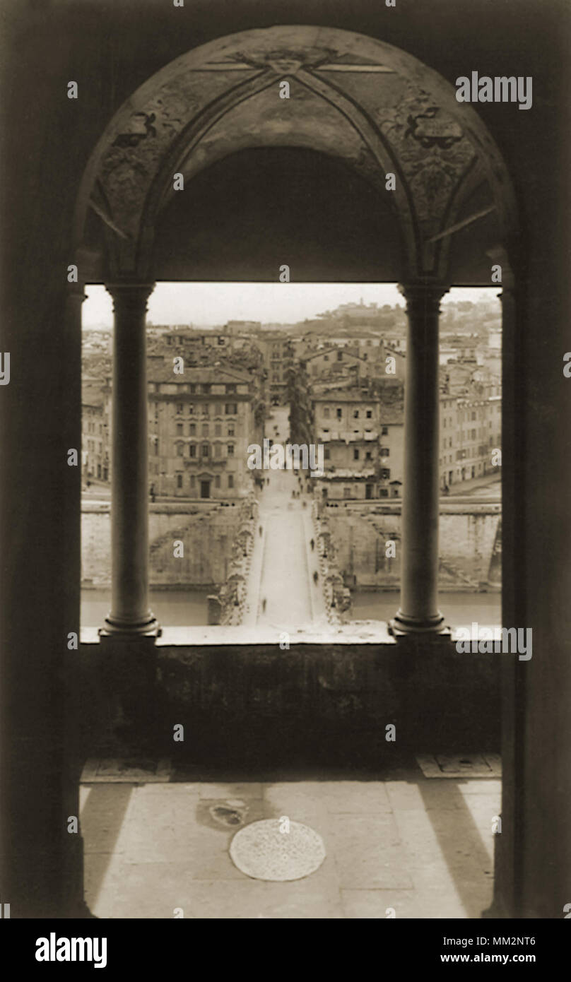 View of San Angelo Bridge. Rome. 1930 Stock Photo