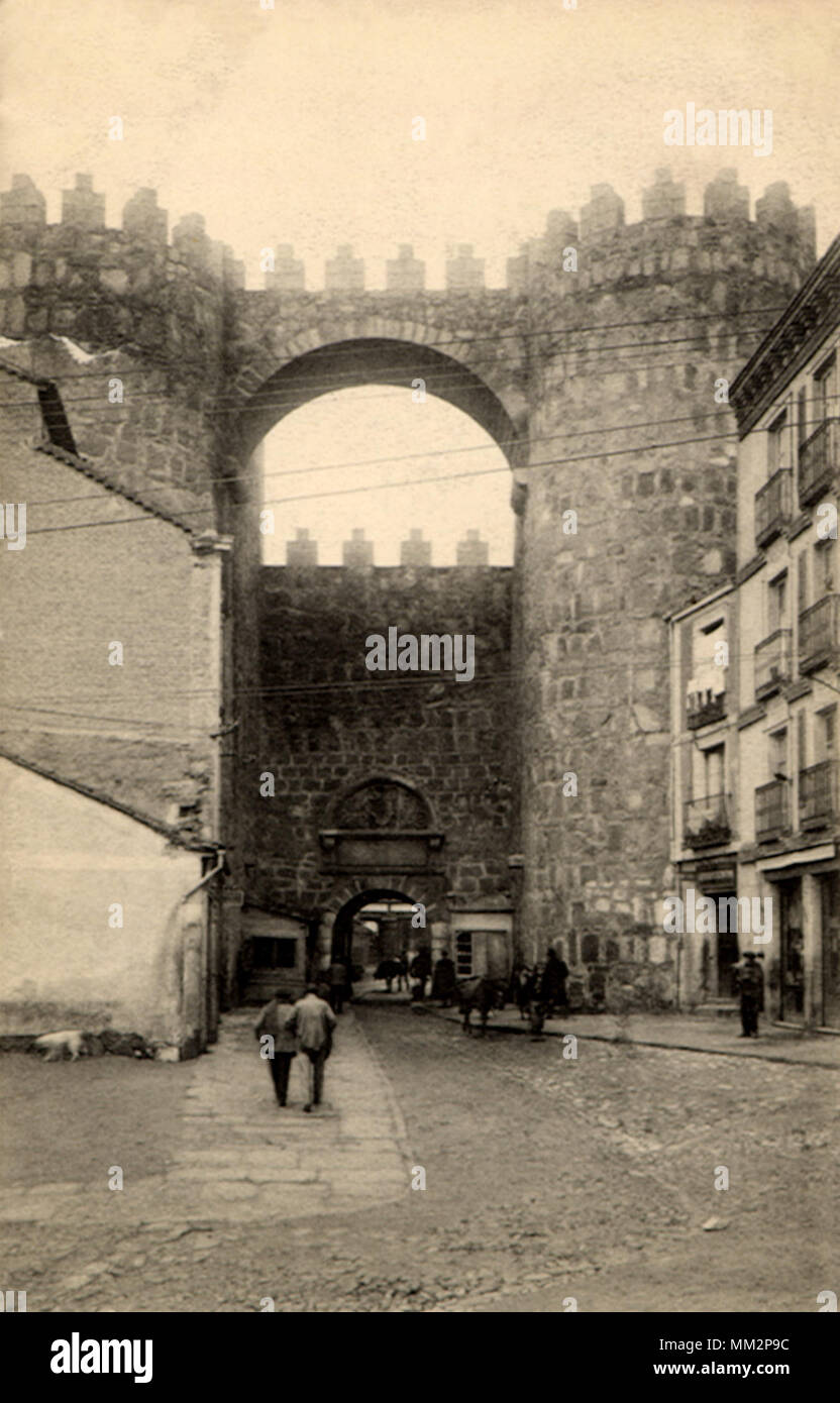 Alcázar Gate. Ávila. 1911 Stock Photo