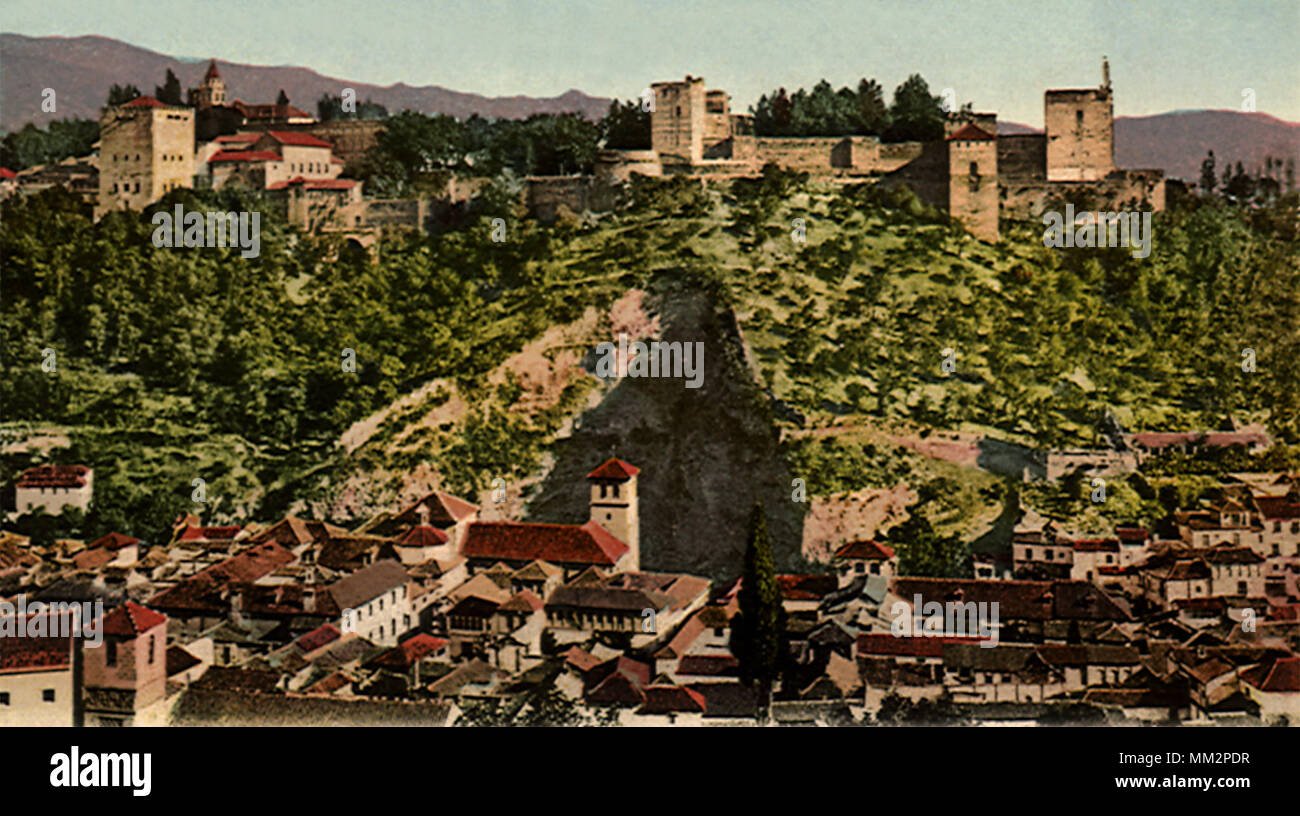 Alhambra from San Nicolas. Granada. 1910 Stock Photo