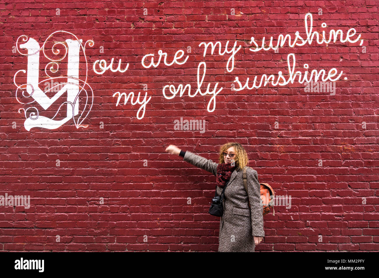 "You are my sunshine..." wall painting, Berkeley, California, USA. Stock Photo