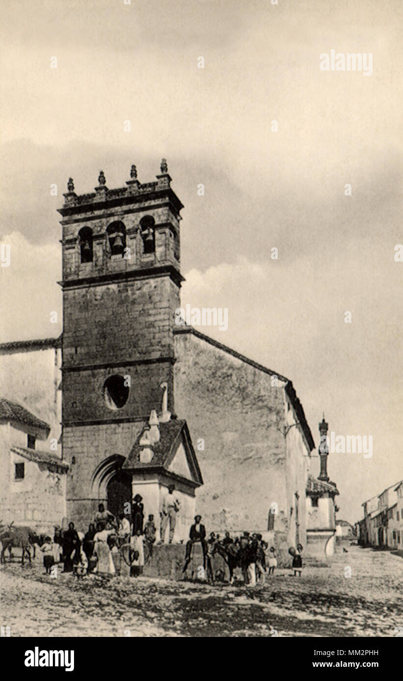 Santa Cecilia Church & Fountain. Ronda. 1910 Stock Photo