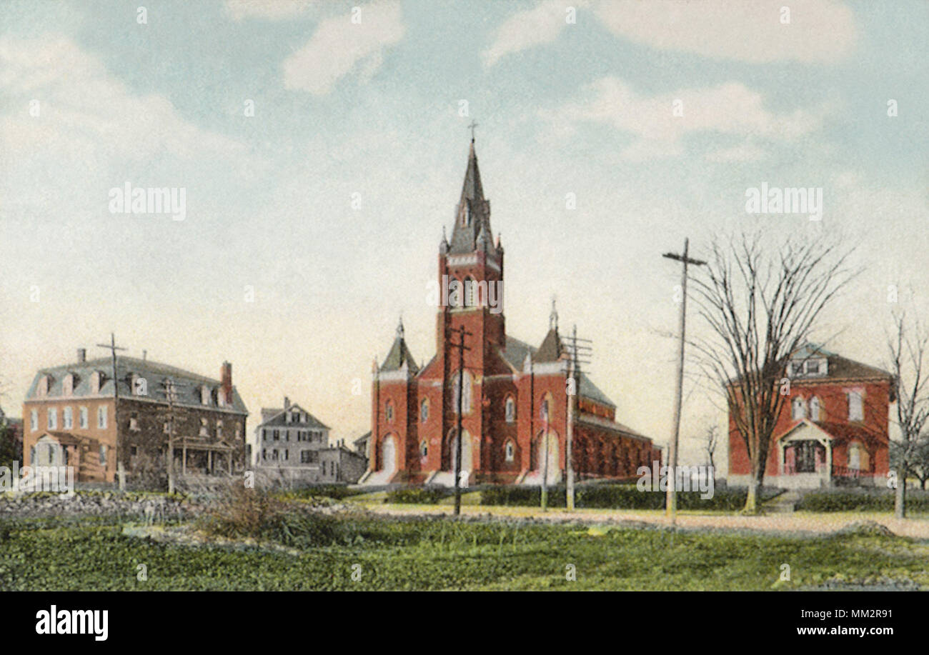 St. James Church, Rectory & Convent. Danielson. 1910 Stock Photo