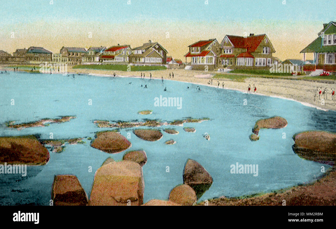 Bathing Beach And Cottages Groton Long Point 1920 Stock Photo