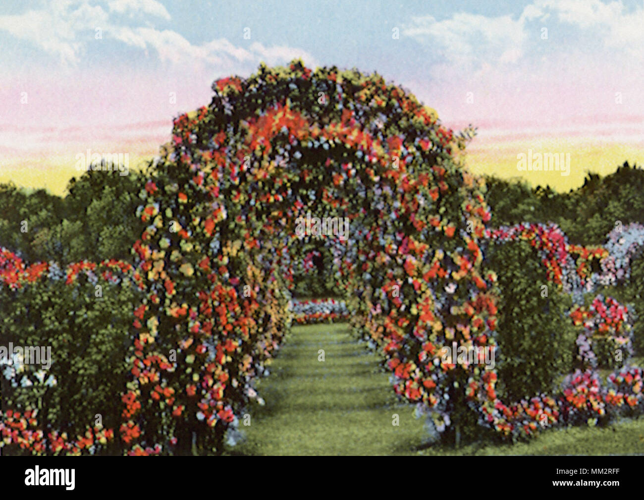 Rose Arbors at Elizabeth Park. Hartford. 1930 Stock Photo