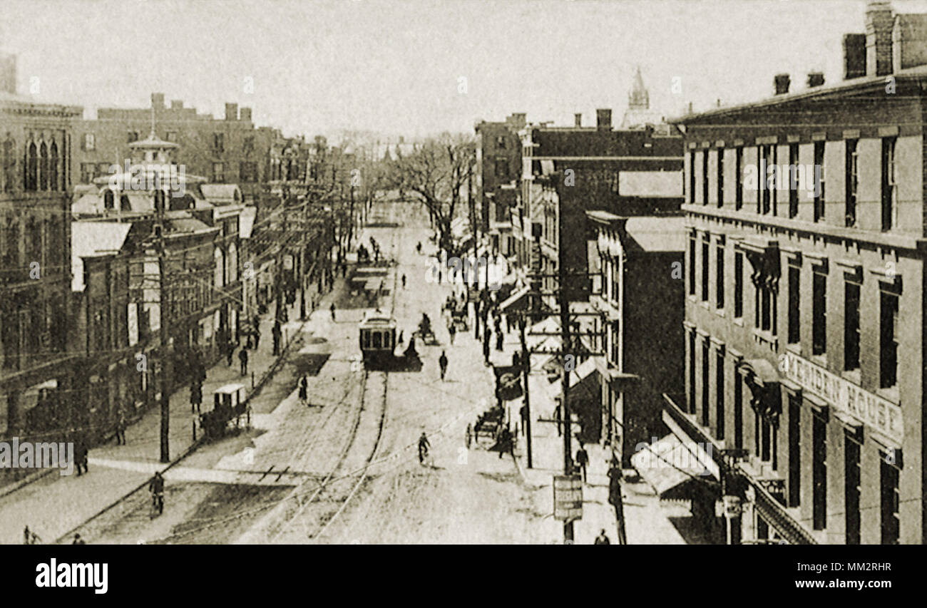 West Main Street from Colony Street. Meriden.1905 Stock Photo
