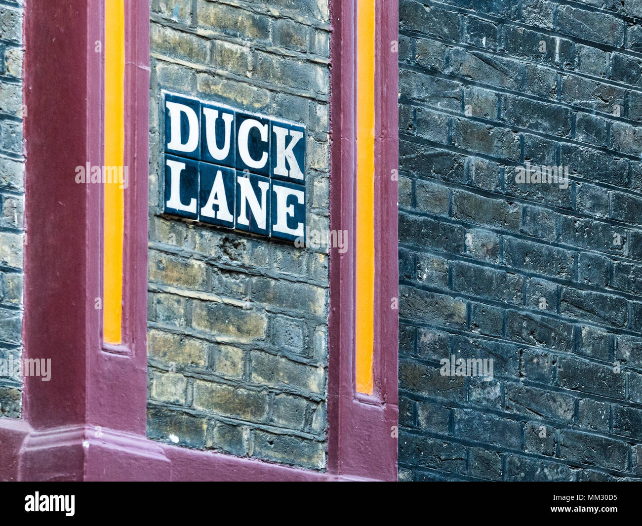 Soho Street Signs Series - Duck Lane - London's Soho district Street Signs Stock Photo