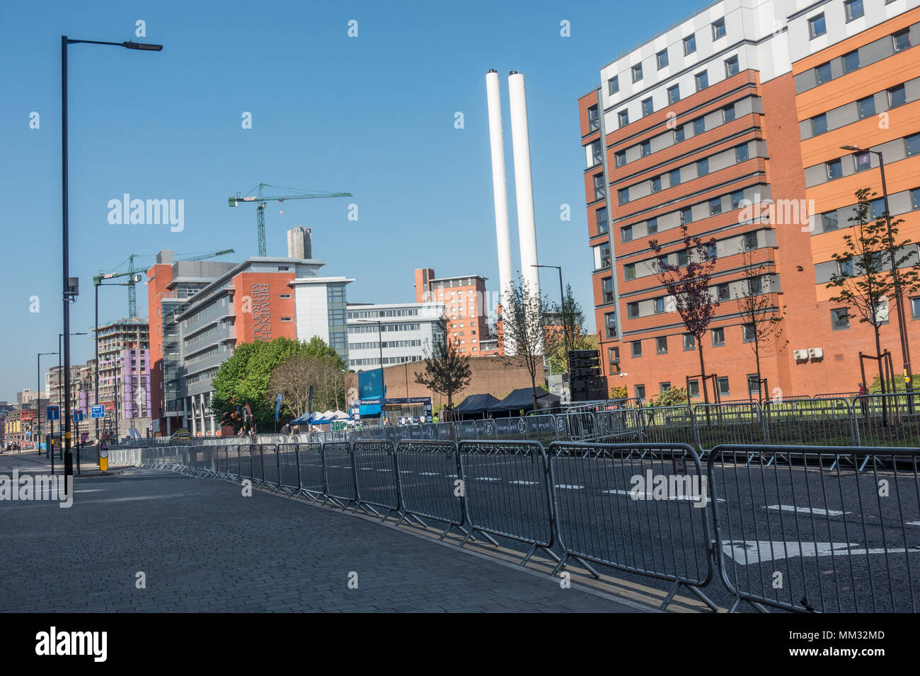 Roads closed in Birmingham ready for the marathon Stock Photo Alamy