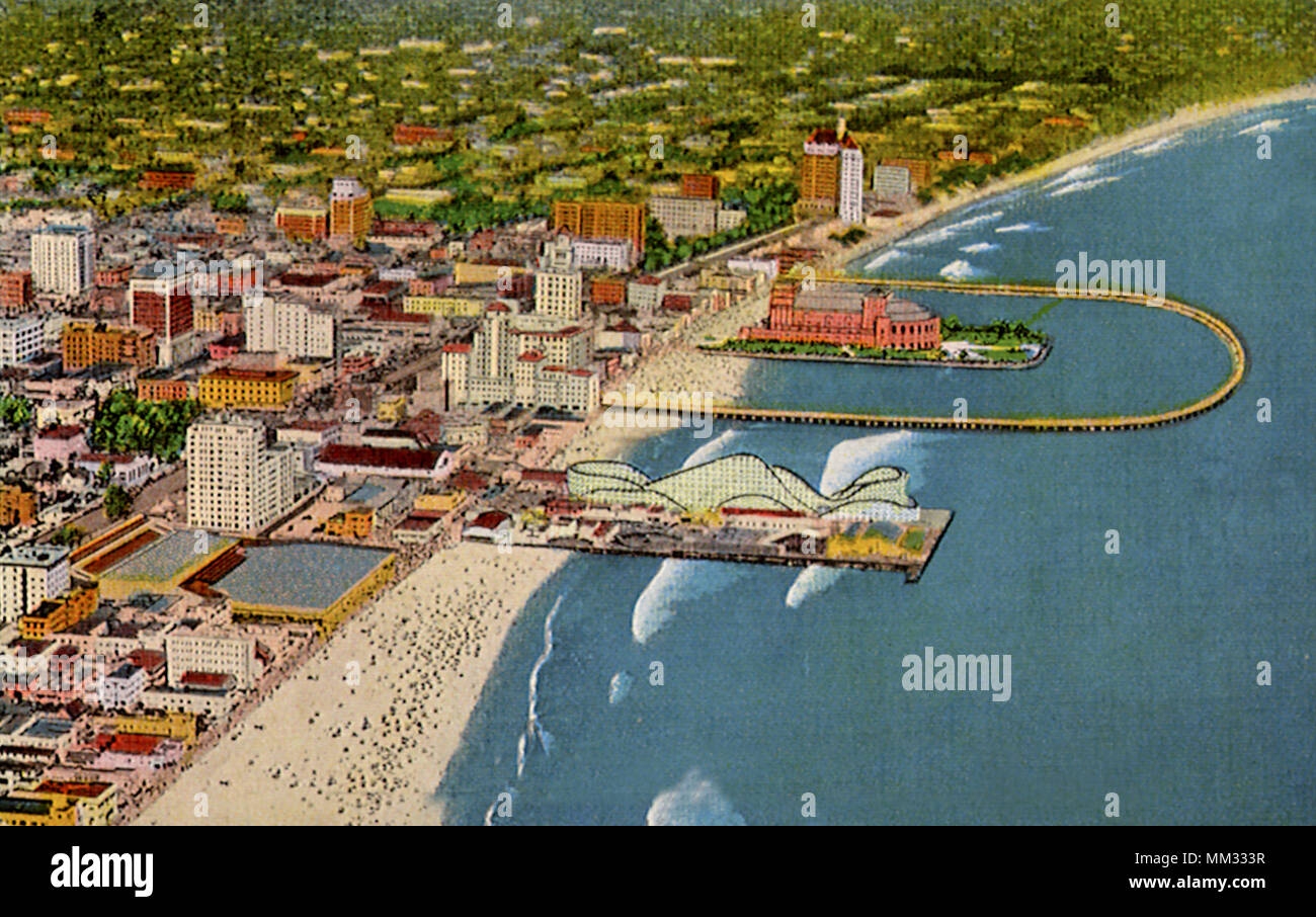 View of Amusement Zone. Long Beach. 1940 Stock Photo