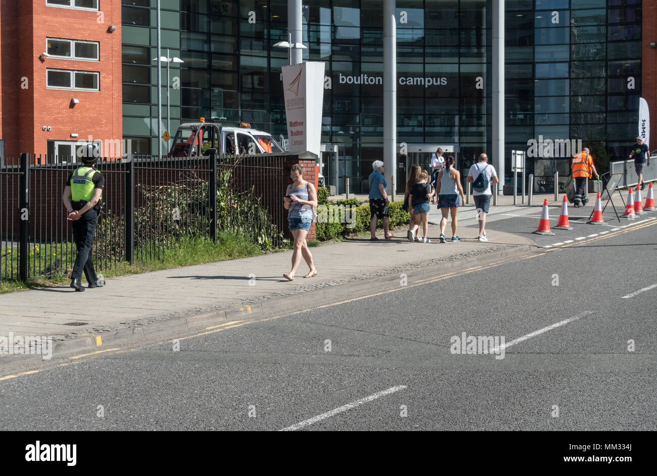 police presence in Birmingham as roads are closed for the marathon