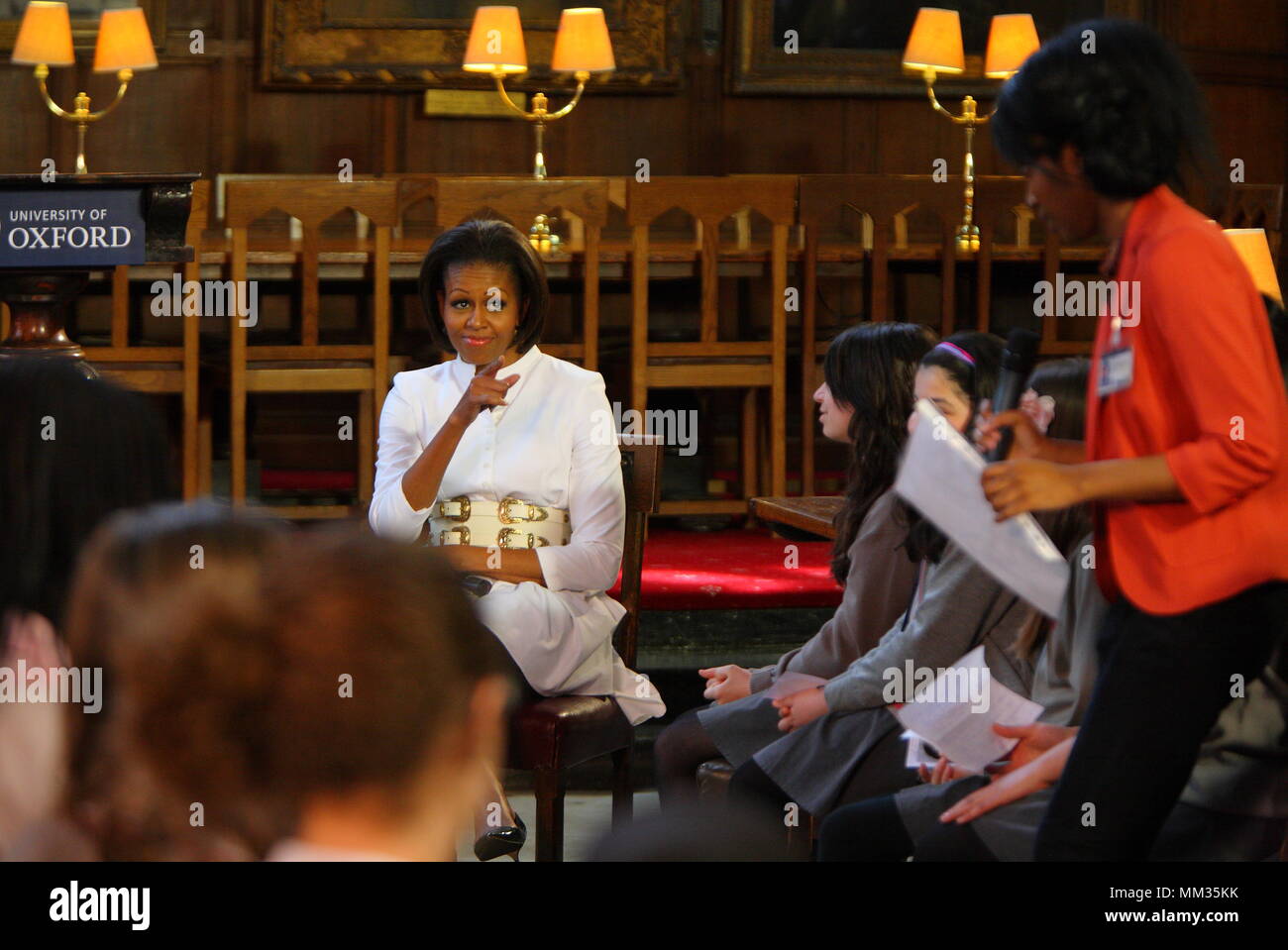 UK - America's First Lady Michelle Obama visits Oxford University with pupils from the Elizabeth Garrett Anderson secondary school for girls for a day long 'immersion experience' to highlight the importance of education. 25 May 2011 --- Image by © Paul Cunningham Stock Photo