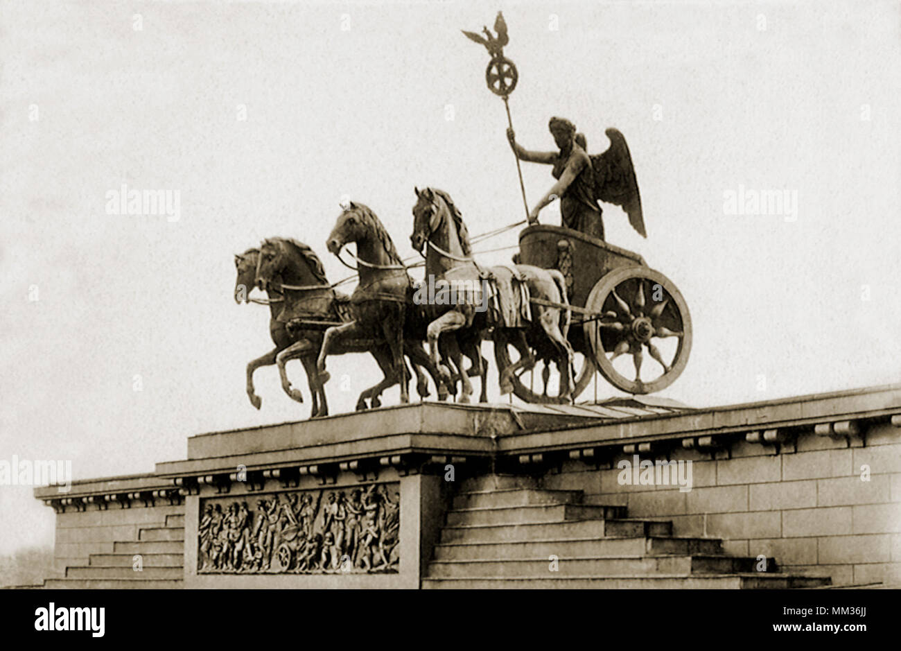 Statue on Brandenburger gate. Berlin. 1930 Stock Photo