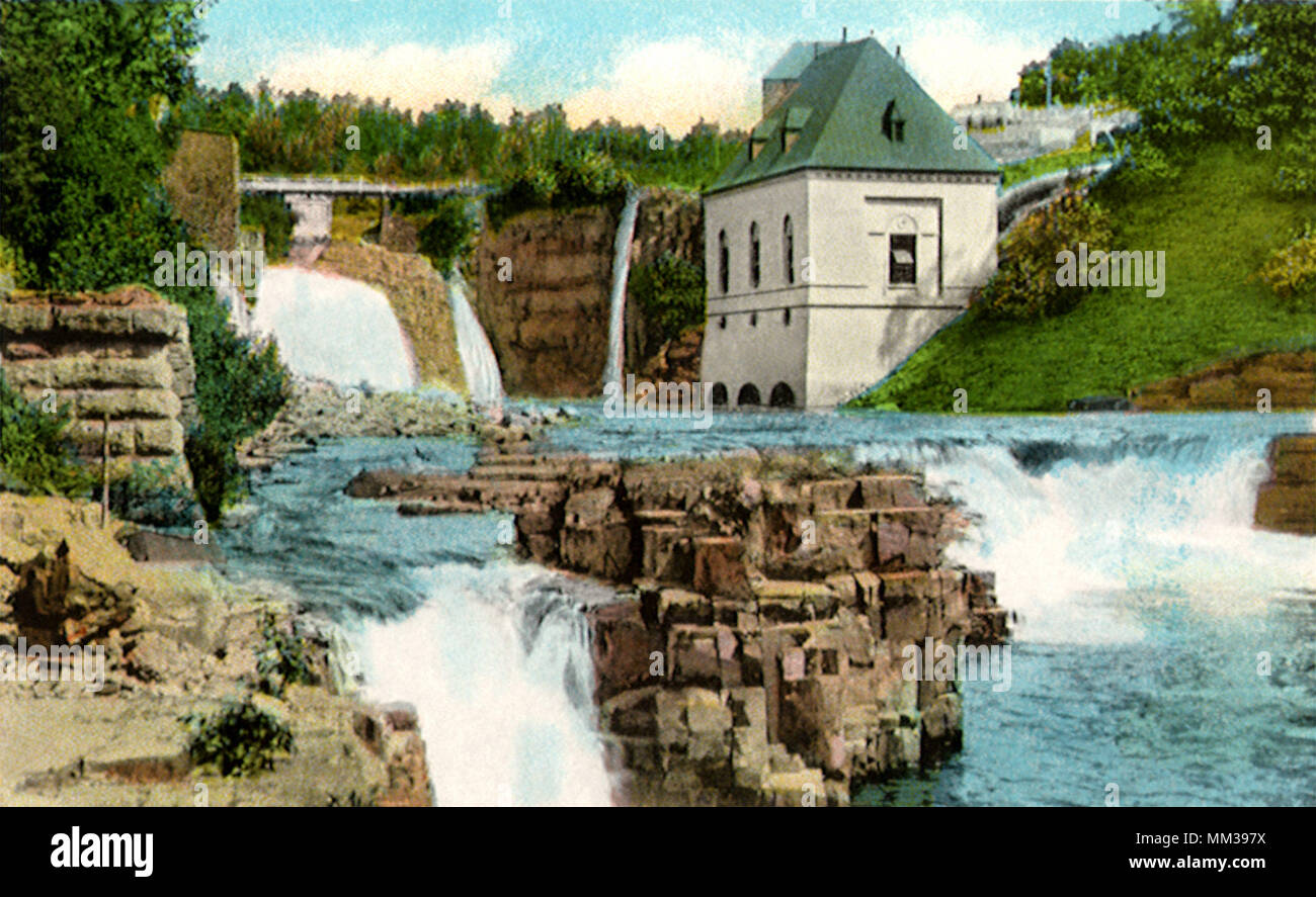 Rainbow & Horseshoe Falls. Keeseville. 1920 Stock Photo