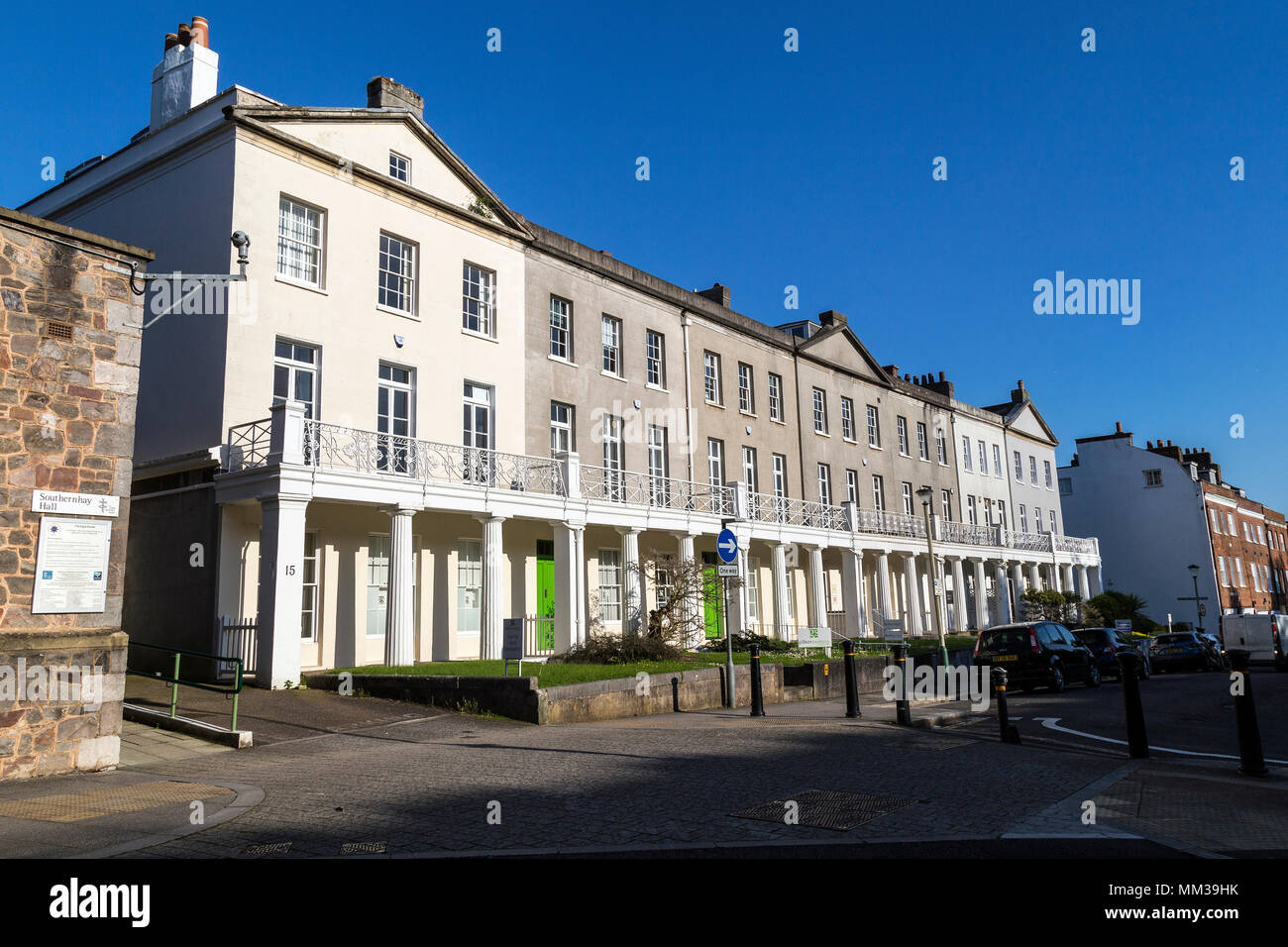 Southernhay East in Exeter is in the South West region of England. architectural or historical importance ,The dissenters ,chichester place exeter,Geo Stock Photo