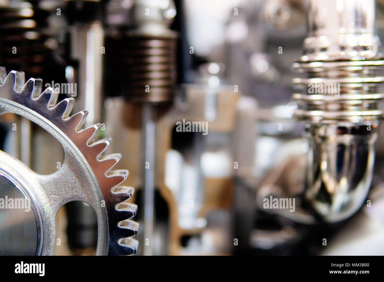 Cogs, Gears and Wheels Inside Truck Diesel Engine Stock Photo