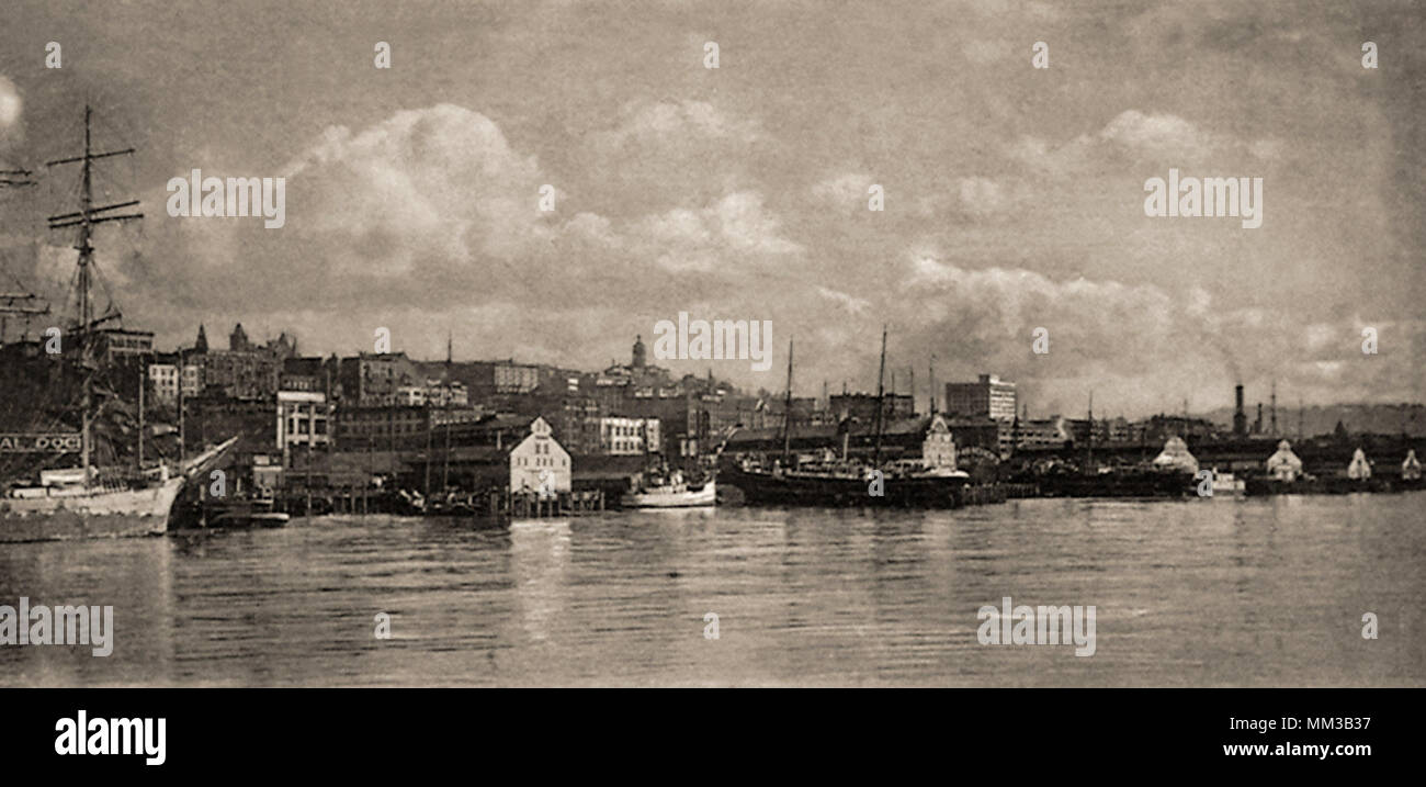 Seattle Waterfront Looking South.1905 Stock Photo