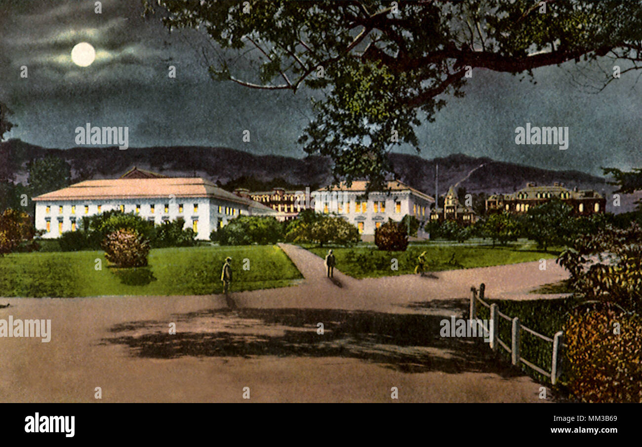 Campus at Night. U.C. Berkeley. 1913 Stock Photo