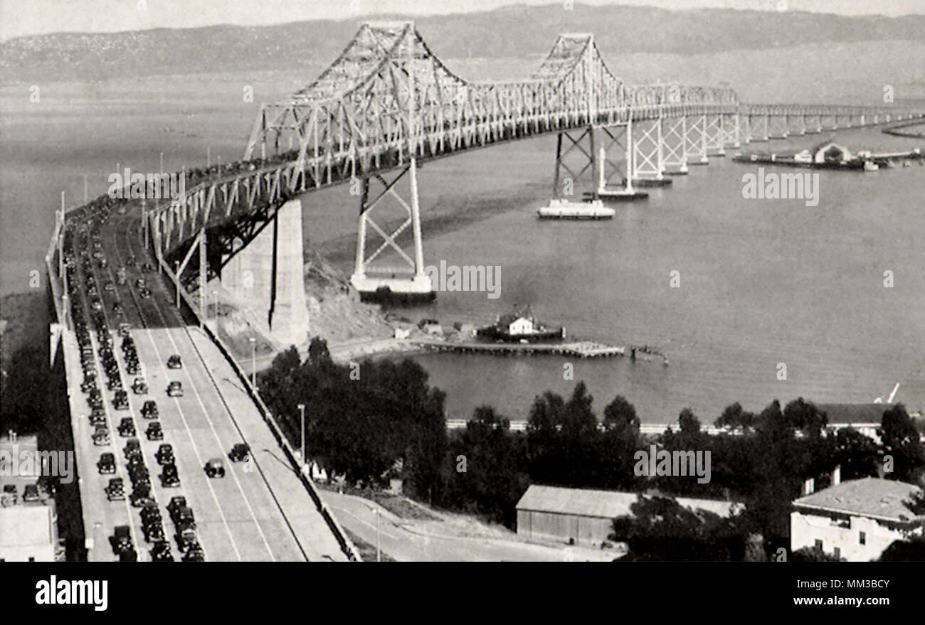 East Bay Span of Bay Bridge. Oakland. 1937 Stock Photo