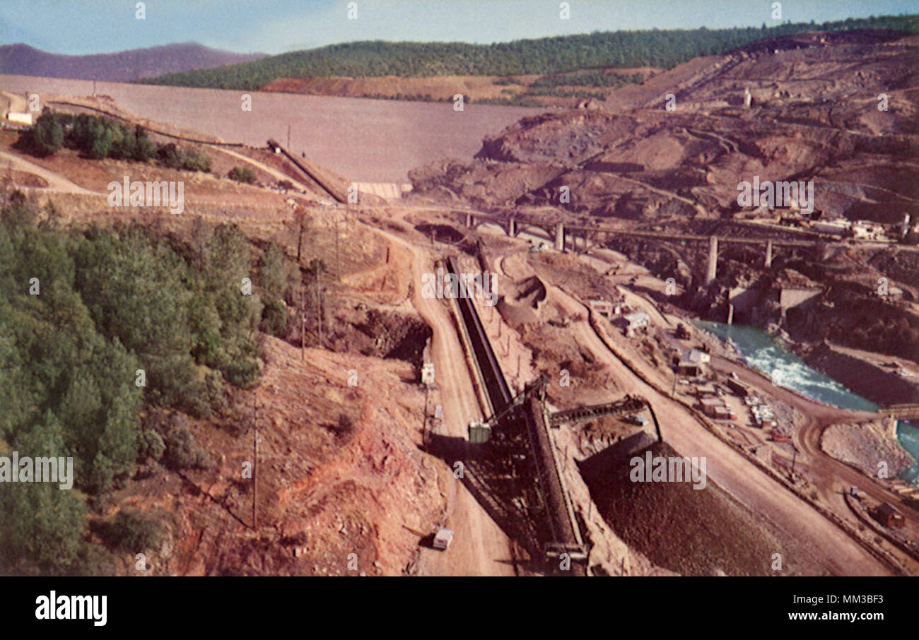 Feather River Dam. Oroville. 1960 Stock Photo