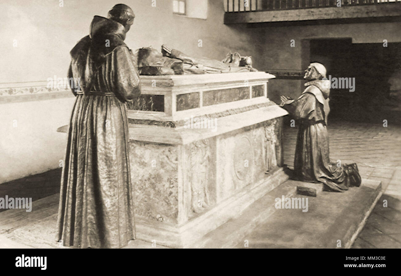 Serra Sarcophagus. Carmel Mission. 1915 Stock Photo
