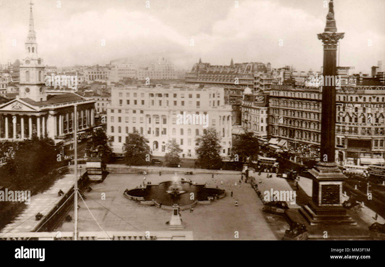 Trafalgar Square. London. 1938 Stock Photo