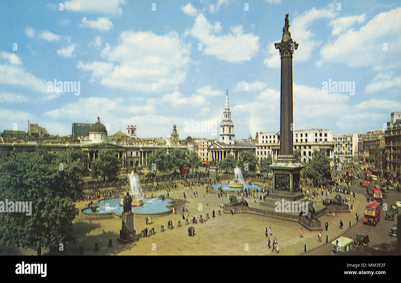 Trafalgar Square. London. 1960 Stock Photo