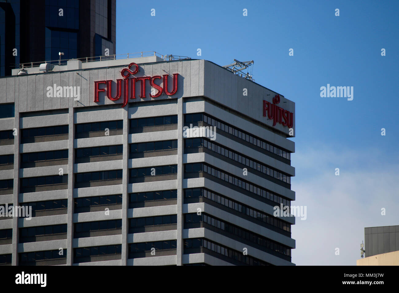 das Logo der Marke 'Fujitsu', Sydney, Australia. Stock Photo