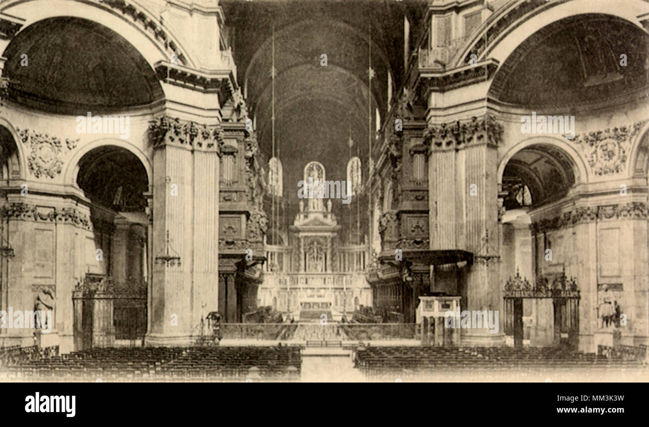 Interior of Saint Paul's Cathedral. London. 1910 Stock Photo