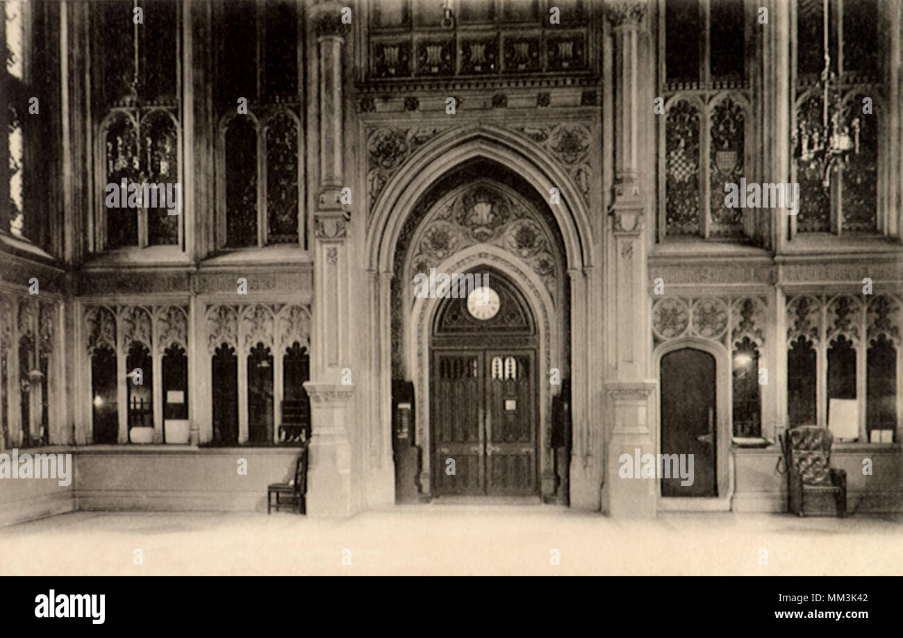 Lobby at House of Commons. London. 1910 Stock Photo
