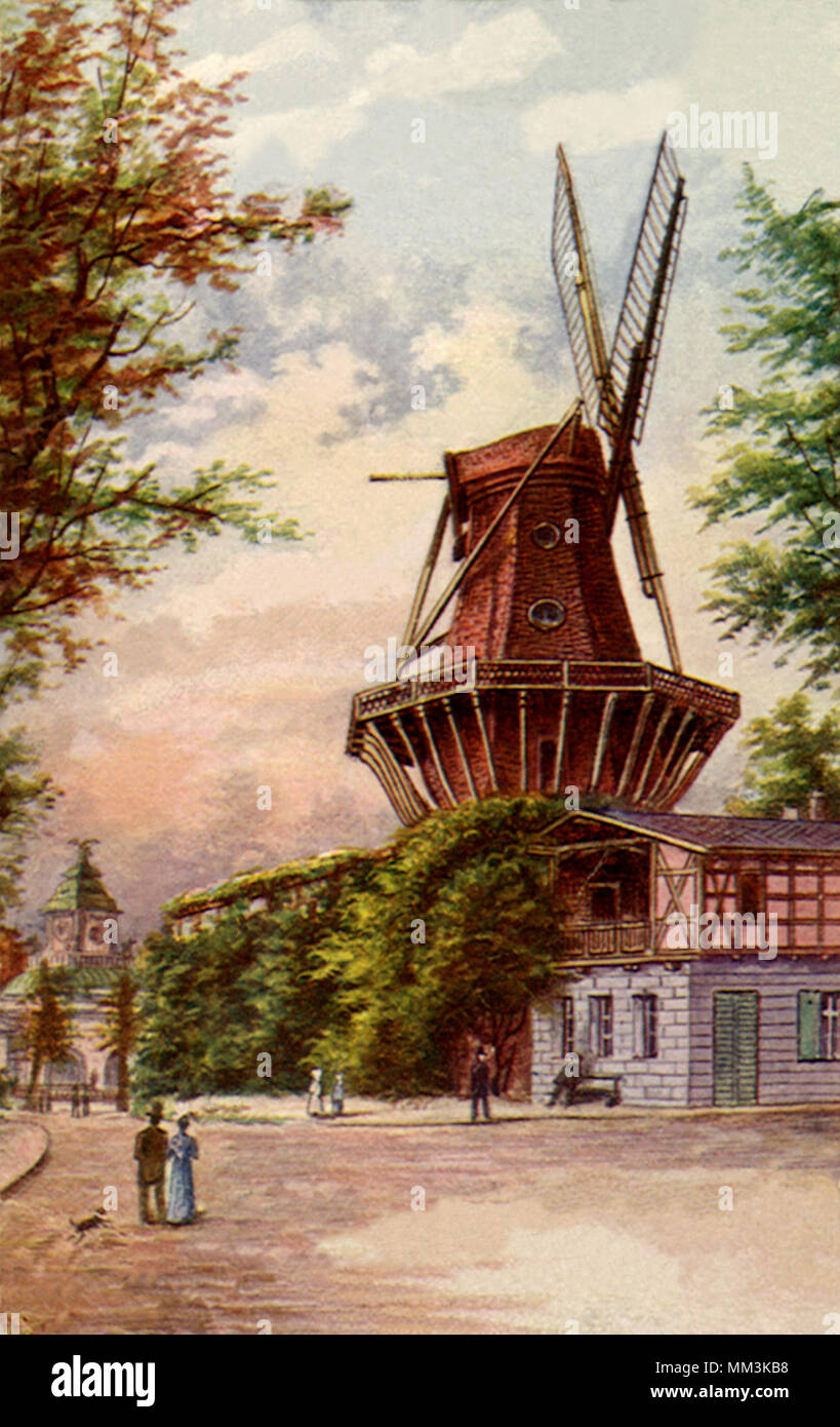 Historic Windmill. Berlin. 1902 Stock Photo