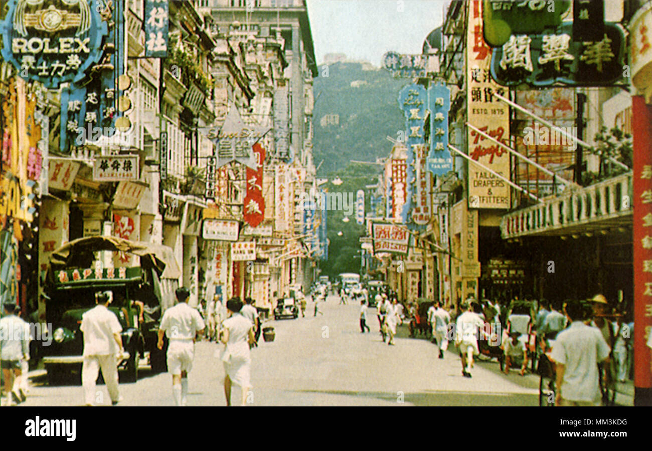 Queen's Road Central. Hong Kong. 1950 Stock Photo