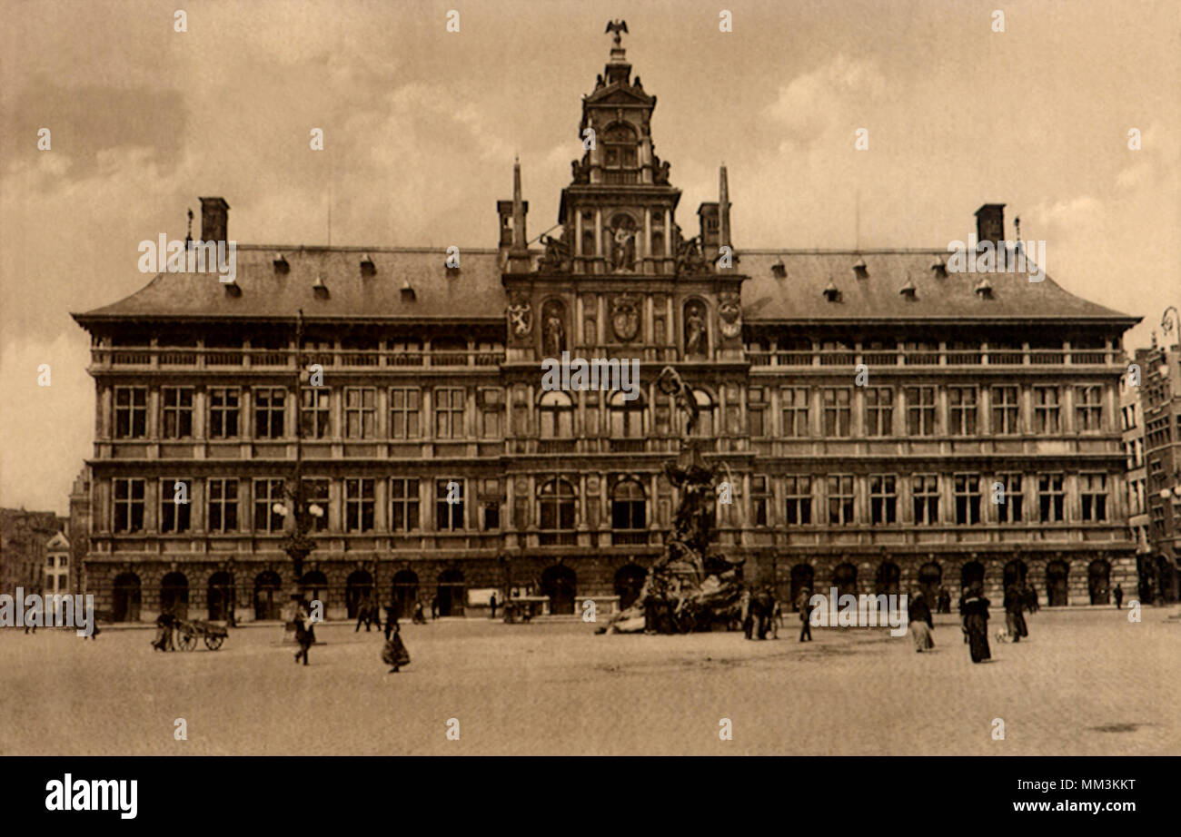 Town Hall. Antwerp. 1910 Stock Photo Alamy