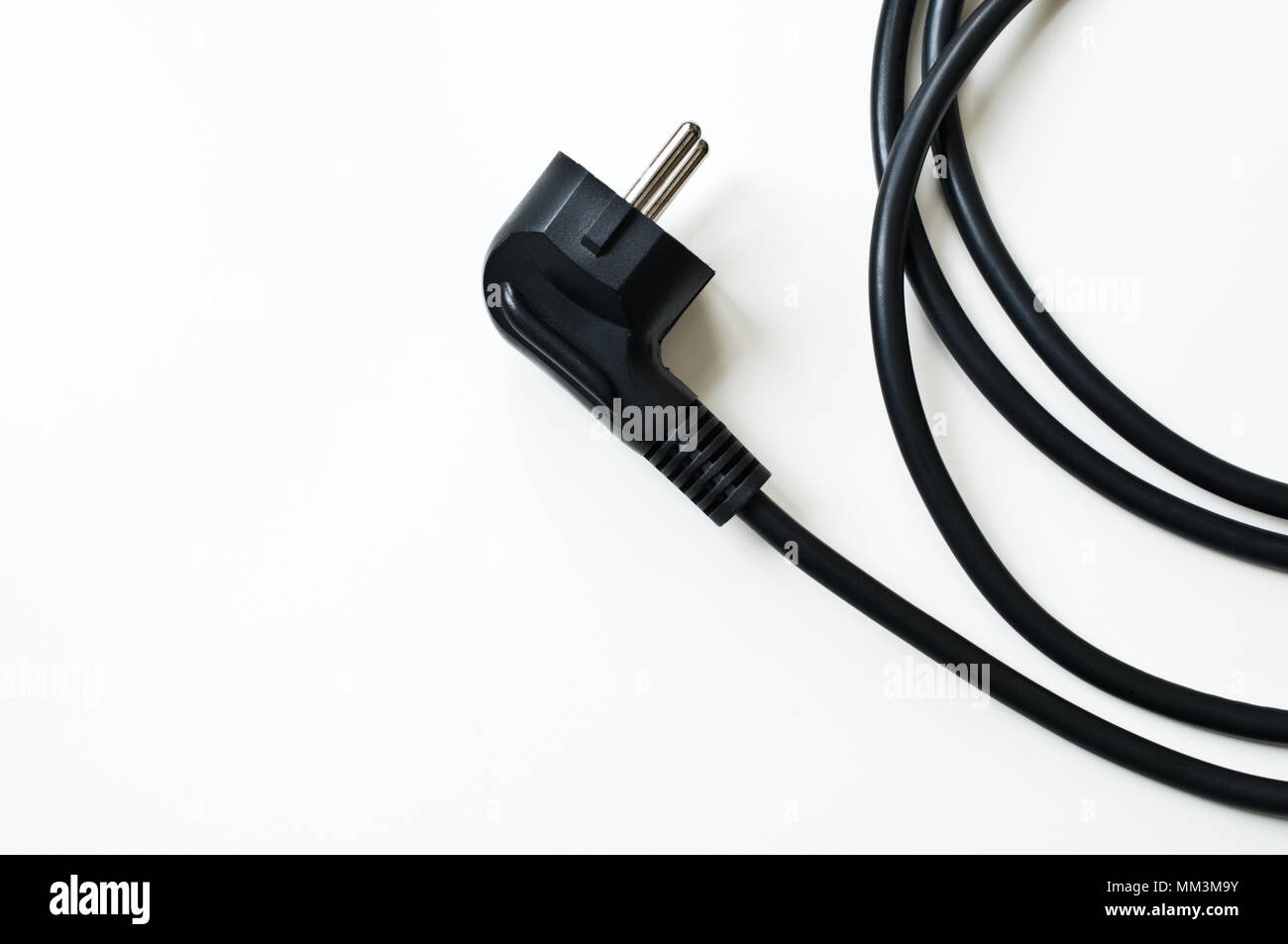 Electric cord with plug on white background Stock Photo Alamy