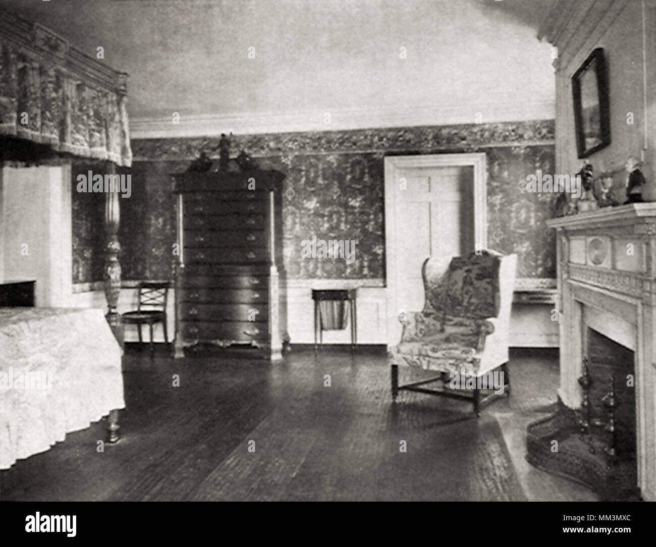 19th Century Bedroom. Haverhill. 1818 Stock Photo