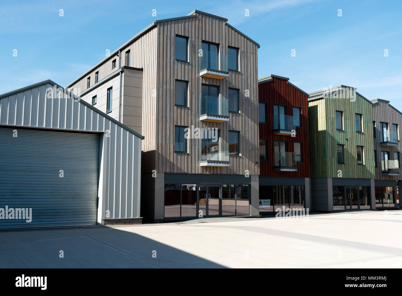 Newly built apartments, Quayside Woodbridge, Suffolk, UK Stock Photo