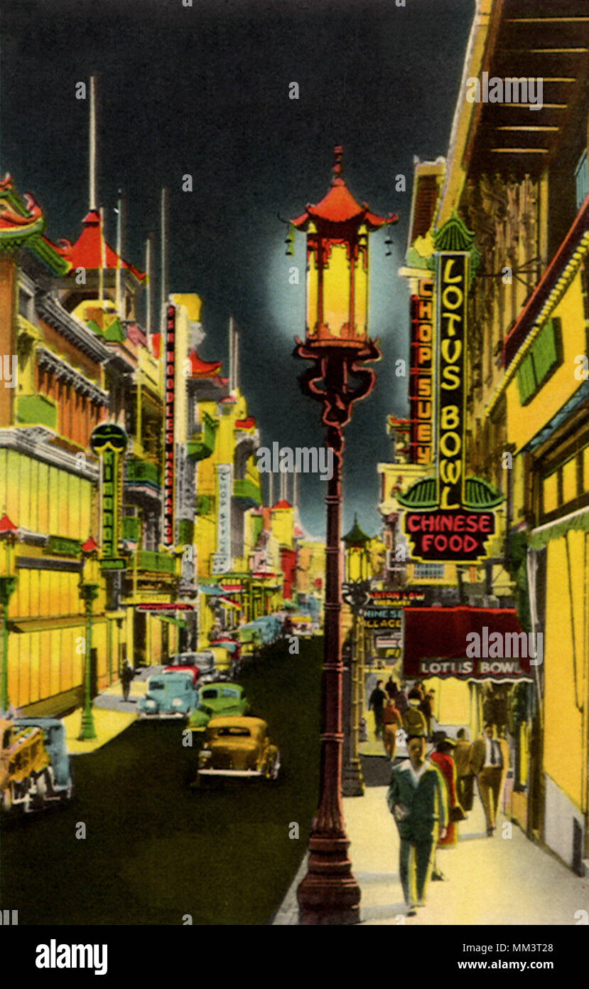 Chinatown at Night. San Francisco. 1948 Stock Photo