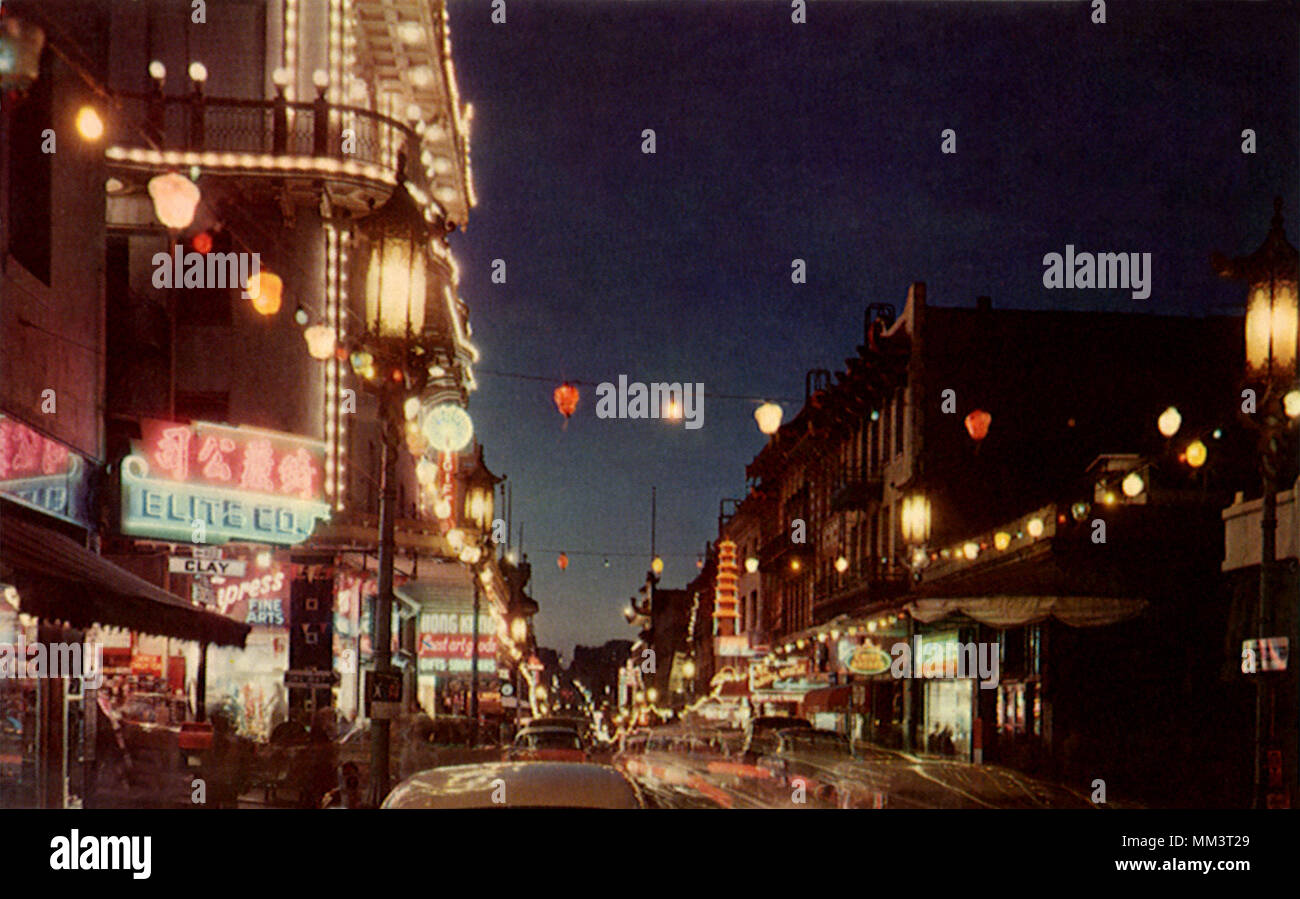 Chinatown at Night. San Francisco. 1965 Stock Photo