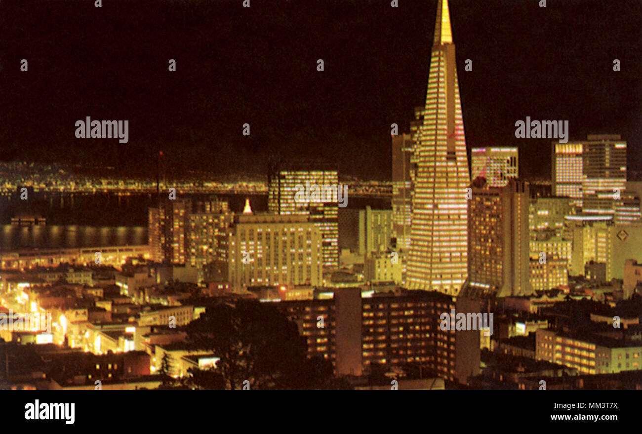 San Francisco at Night. 1965 Stock Photo