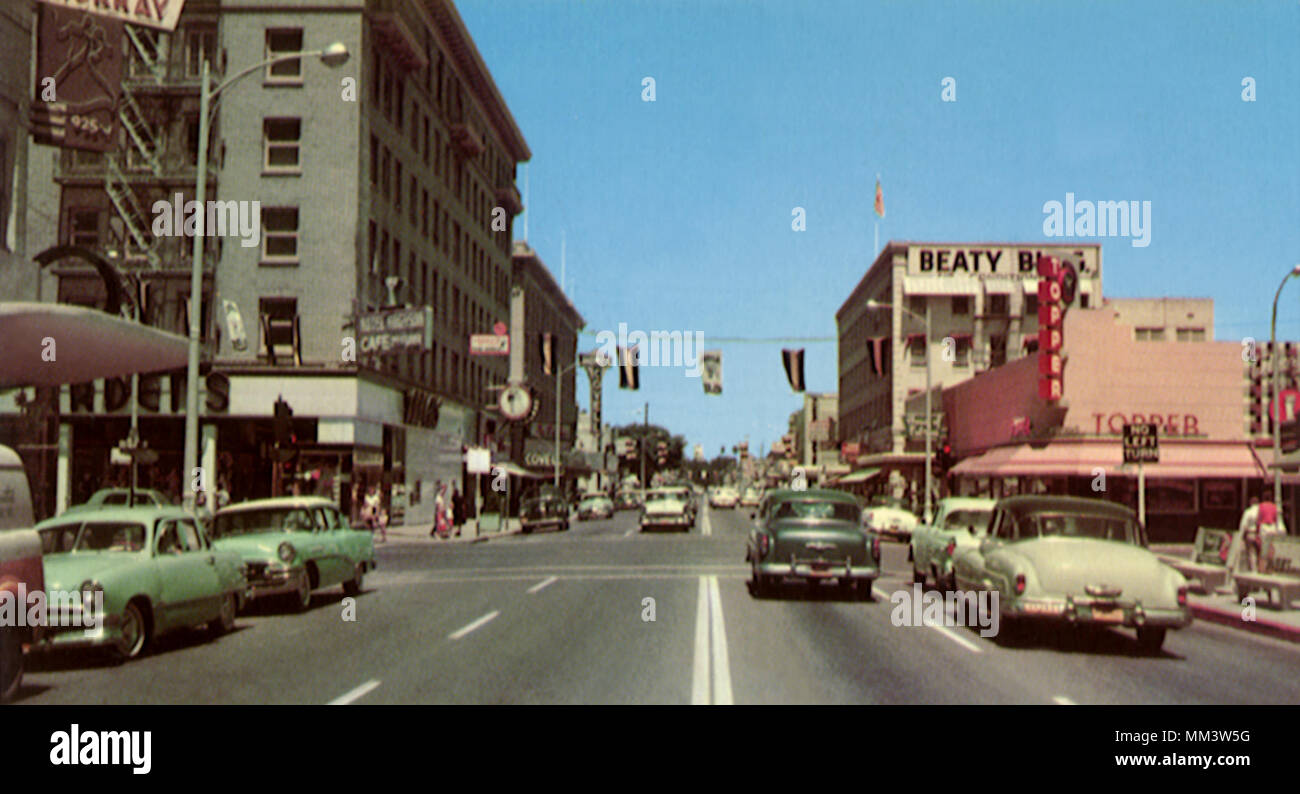 Tenth & J Streets. Modesto. 1965 Stock Photo