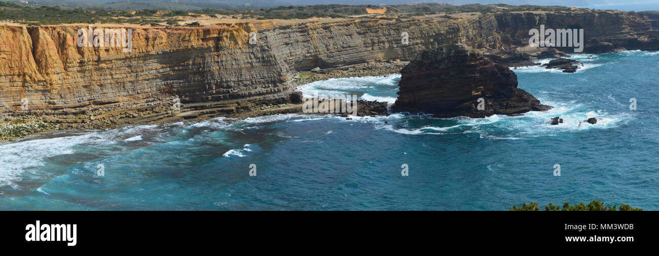 Cliffs and geological unconformities at the Costa Vicentina Natural Park, Southwestern Portugal Stock Photo