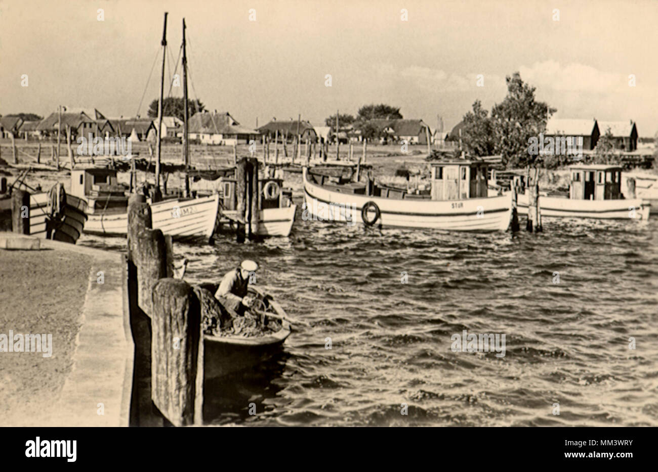 Photo Originale Hiddensee Port Neuendorf Rügen 1950 – Bateau, Architecture, Tirage D’époque