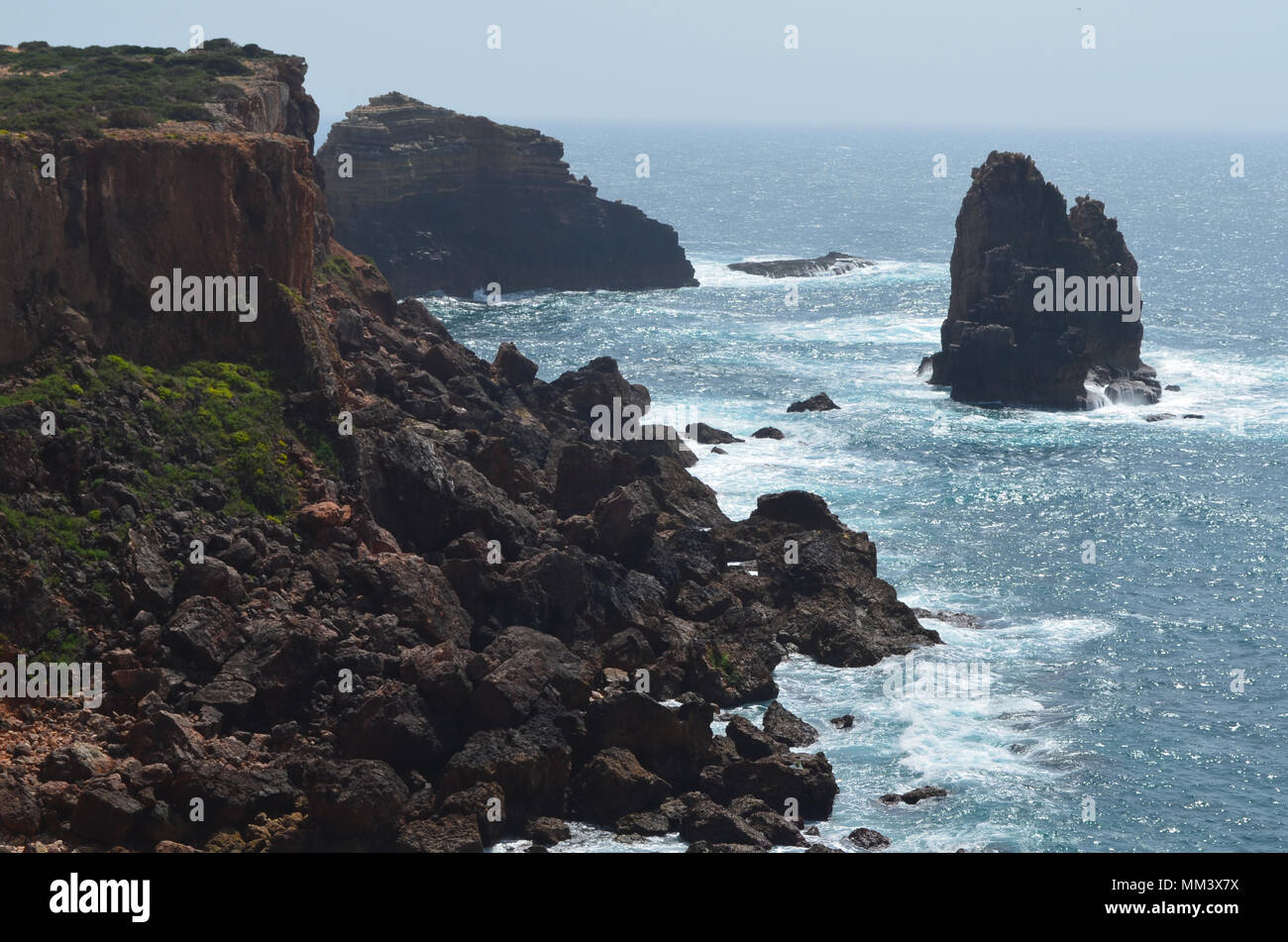 Cliffs and geological unconformities at the Costa Vicentina Natural Park, Southwestern Portugal Stock Photo