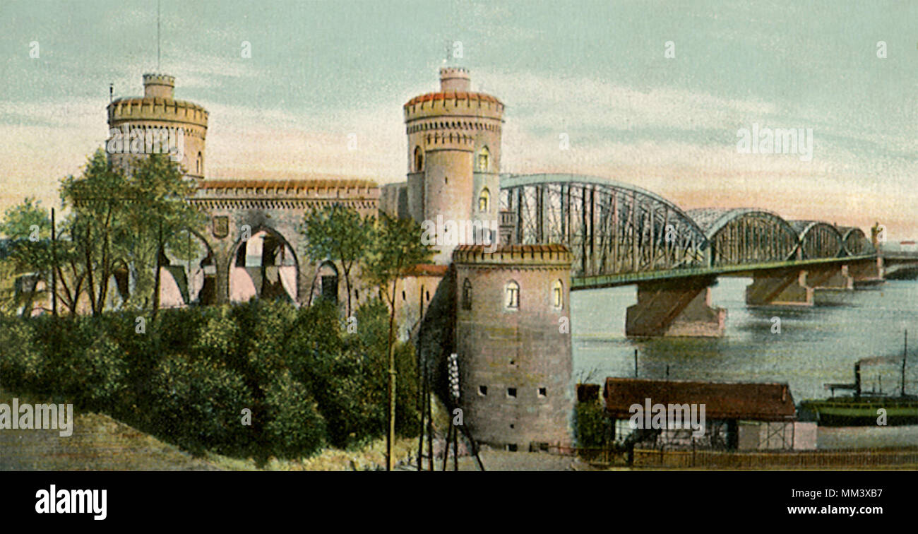 Eisenbahnbrücke. Mainz. 1907 Stock Photo