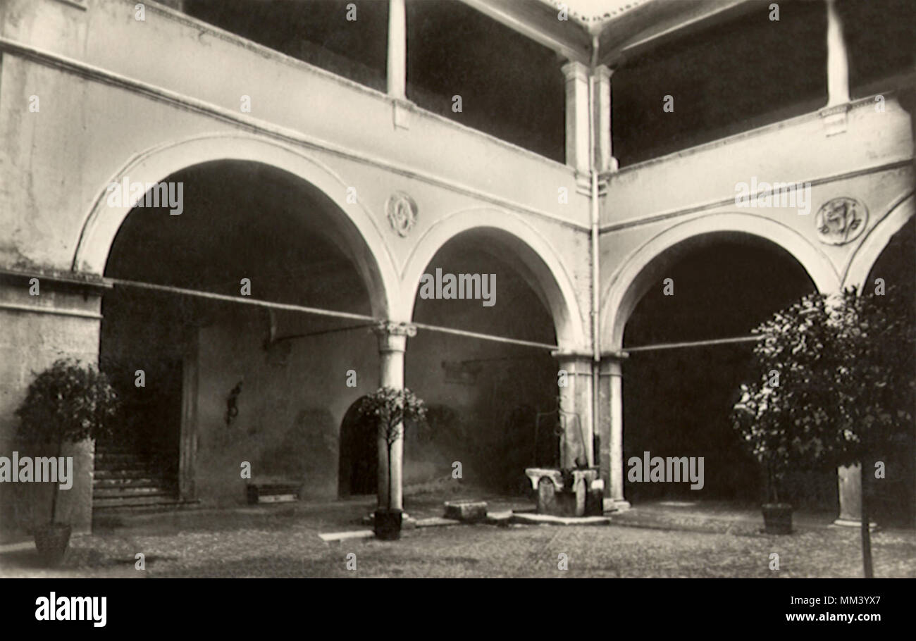 Inner Courtyard of the Rocca. Gradara. 1930 Stock Photo