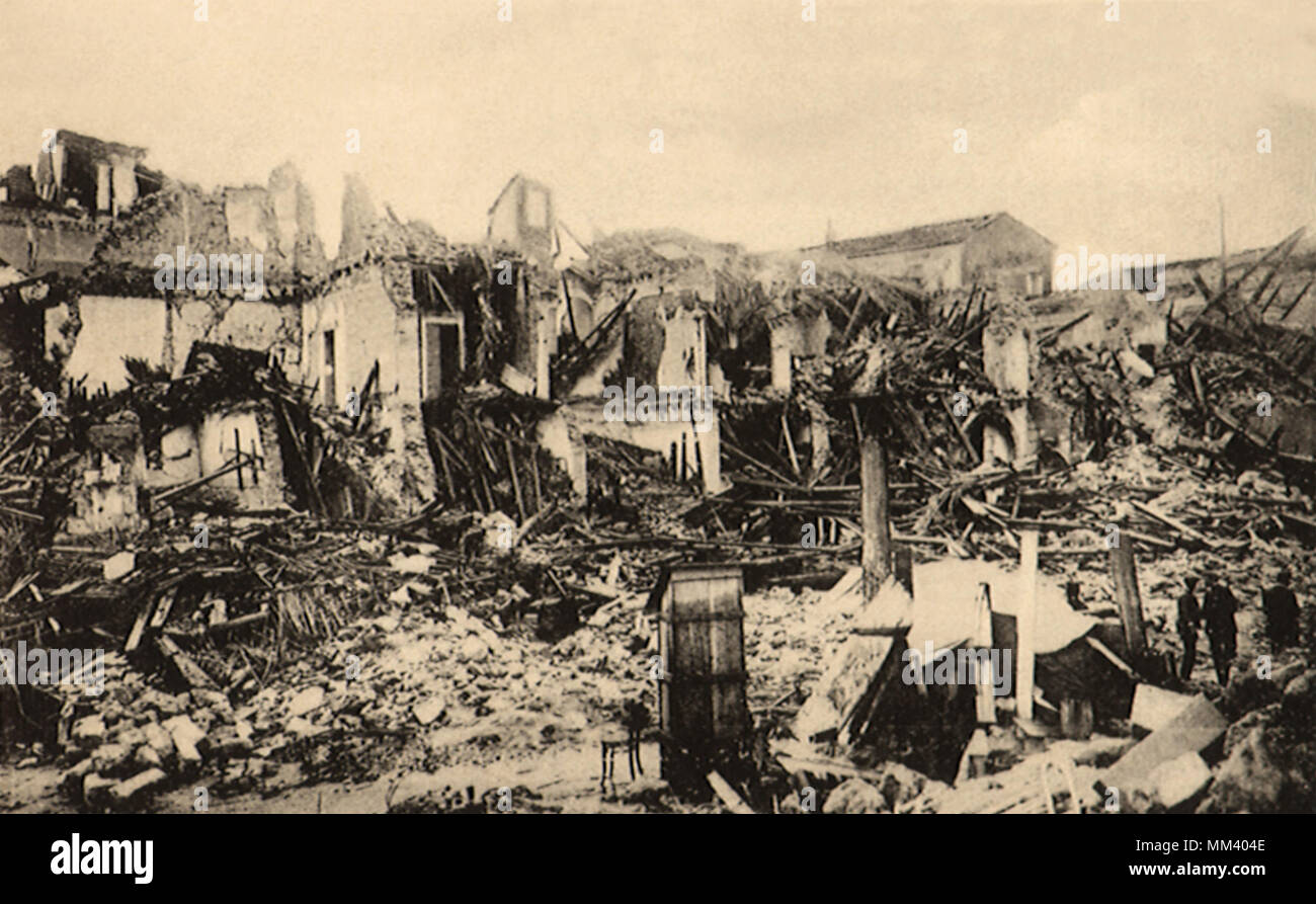 Ruins after 1908 Disaster. Messina. 1908 Stock Photo